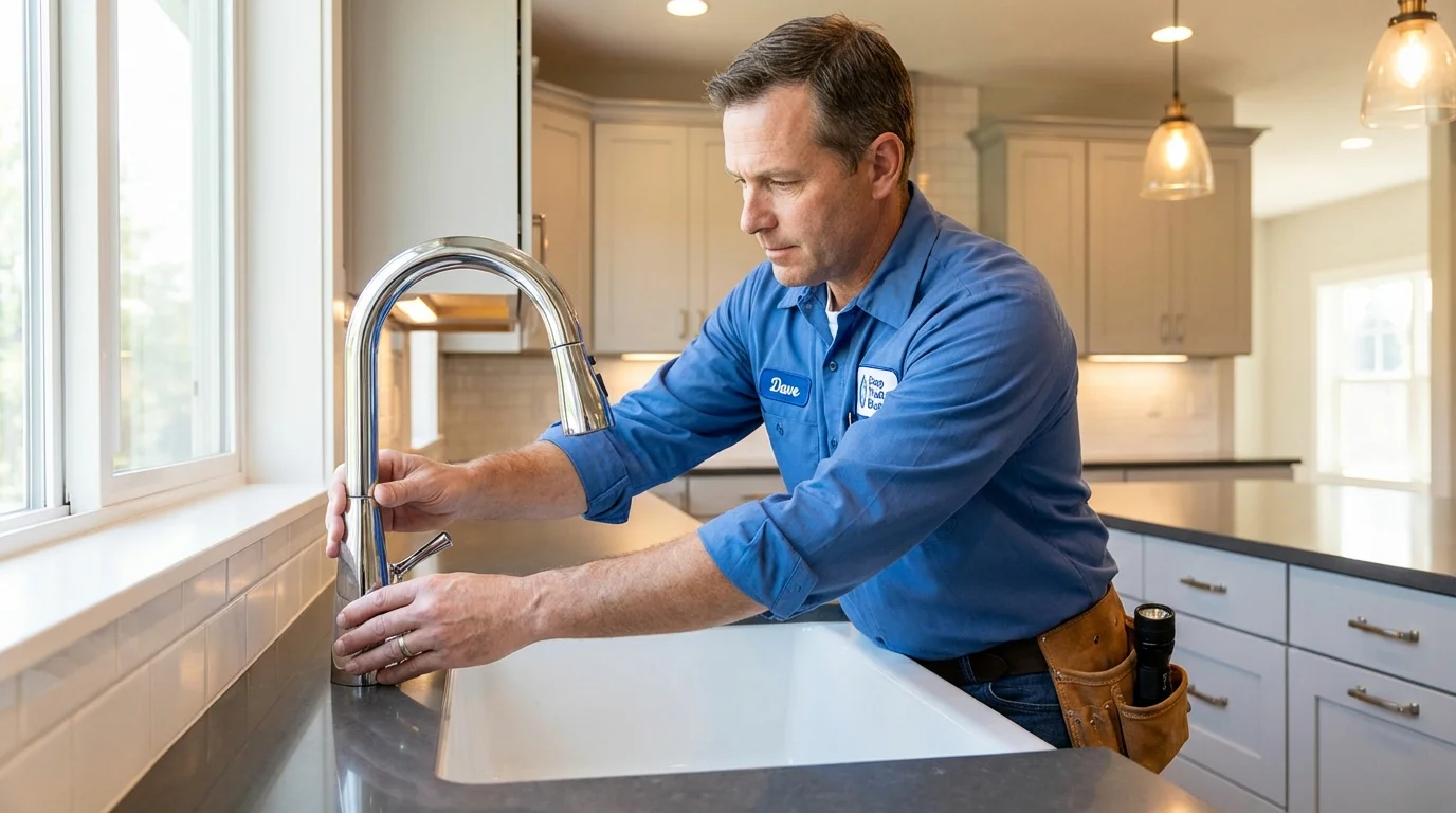 Kitchen faucet installation by Johns Plumbing LLC in Reed City