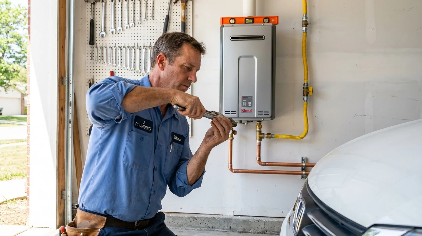 Tankless water heater installation by a Johns Plumbing LLC plumber in Reed City